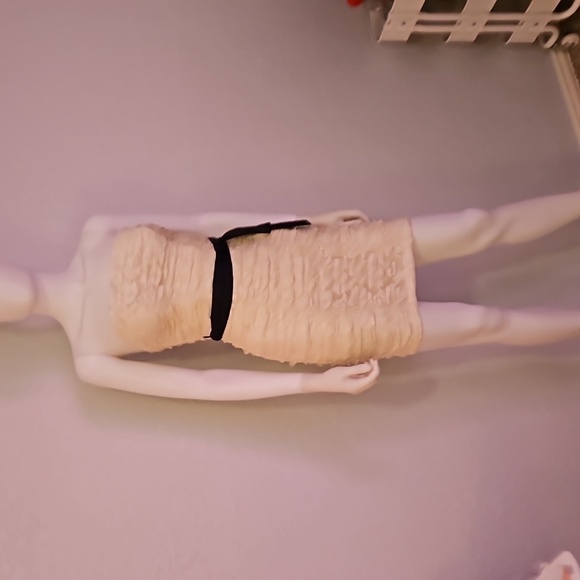 VTG B. DARLIN Ivory Lace Bandeau Ruched Bodycon Bow Tie Micro Corset Hoco Dress - Picture 2 of 8